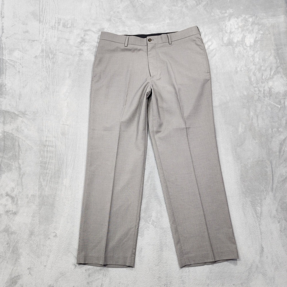 Van Heusen Pants Mens 36x30 Gray Regular Fit Flat Front Dress Office‎ Business
